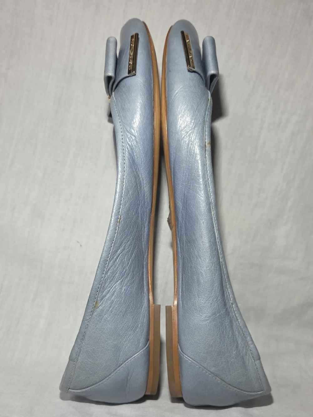 MICHAEL KORS LIght Blue Ballet Flats Loafer Womens Shoes 8 1/2 8.5 Woman Leather